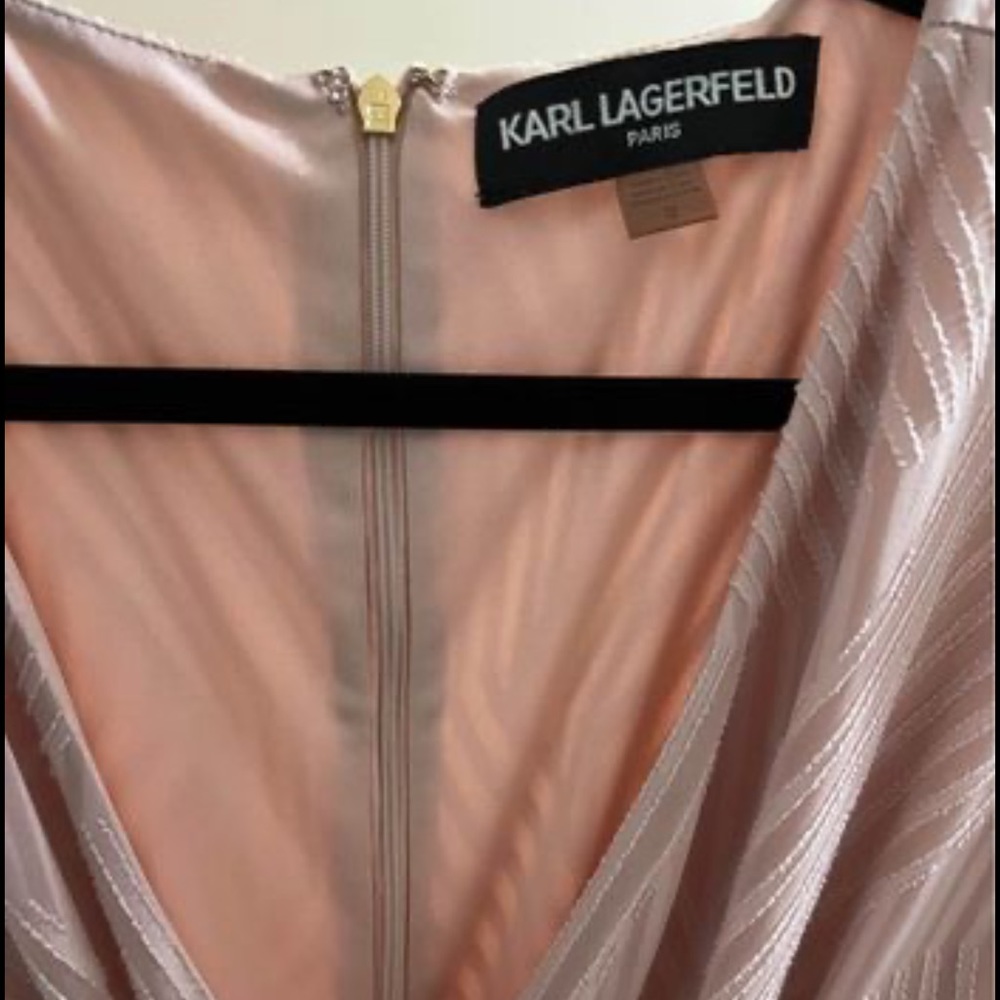 Karl lagerfeld size 12 long sleeve high low dress in blush pink